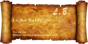 Lojka Balázs névjegykártya